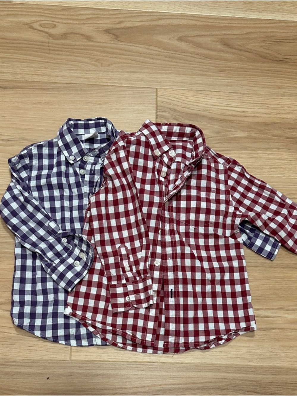 Crewcuts Boys' Gingham Button-Down Shirt Duo - Red & Blue